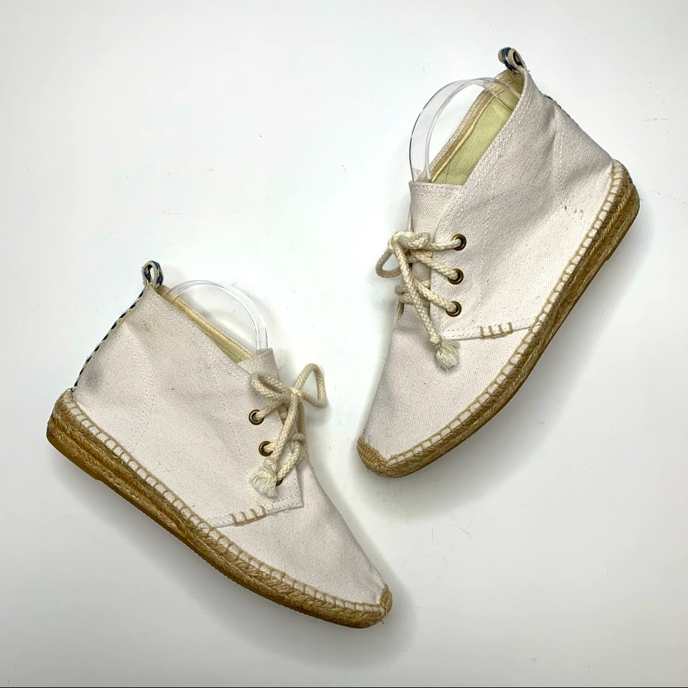 SOLUDOS Canvas Espadrille Lace Up Sneakers White Hi-Top Size 8